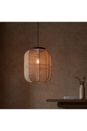 Netlighting Zaire Single Pendant Ceiling Lamp Natural Linen Matt Black in Brown - thumbnail 3