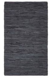 Homescapes Denver Leather Woven Rug in Black - Size: 90 cm x 150 cm - thumbnail 2