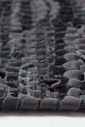 Homescapes Denver Leather Woven Rug in Black - Size: 90 cm x 150 cm - thumbnail 4