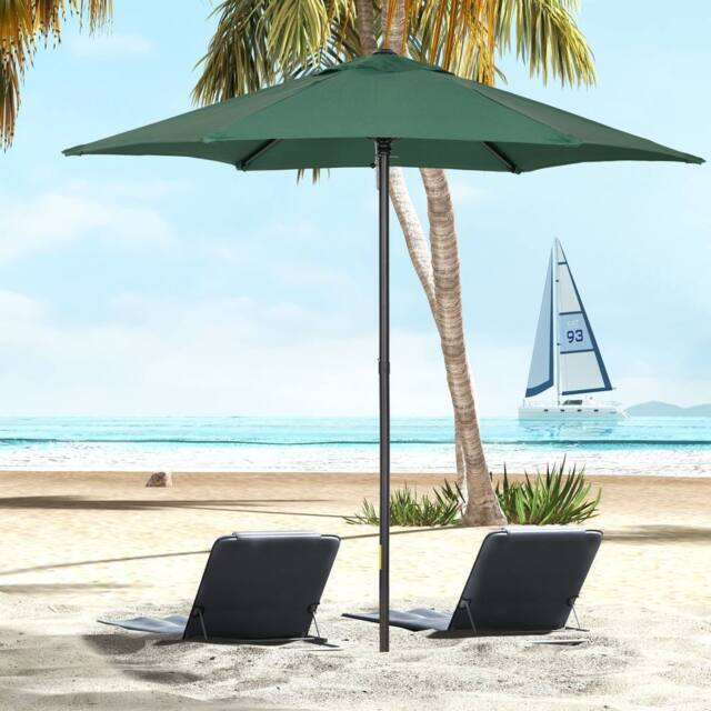 OUTSUNNY 2m Parasol Patio Umbrella, Outdoor Sun Shade with 6 Ribs in Green - image 1