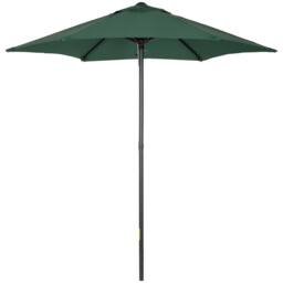 OUTSUNNY 2m Parasol Patio Umbrella, Outdoor Sun Shade with 6 Ribs in Green - thumbnail 2