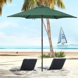 OUTSUNNY 2m Parasol Patio Umbrella, Outdoor Sun Shade with 6 Ribs in Green - thumbnail 1