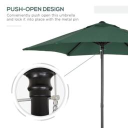 OUTSUNNY 2m Parasol Patio Umbrella, Outdoor Sun Shade with 6 Ribs in Green - thumbnail 7
