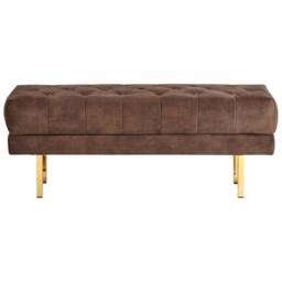 Wyld and Coco Brown Velvet Bench Gold Legs Tufted Upholstery W117 x D40 x H44cm - thumbnail 3