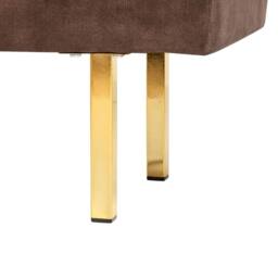 Wyld and Coco Brown Velvet Bench Gold Legs Tufted Upholstery W117 x D40 x H44cm - thumbnail 5