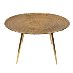 Madison & Mayfair Large Antique Gold Round Metal Coffee Table - thumbnail 3
