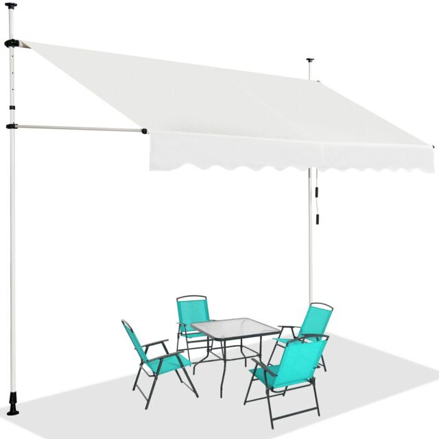 Costway Awning Sun Shade Retractable Canopy Sun Shelter 200 x 120cm in Beige - Size: 200 x 120 cm - image 1