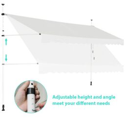 Costway Awning Sun Shade Retractable Canopy Sun Shelter 200 x 120cm in Beige - Size: 200 x 120 cm - thumbnail 6