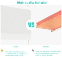Costway Awning Sun Shade Retractable Canopy Sun Shelter 200 x 120cm in Beige - Size: 200 x 120 cm - thumbnail 9