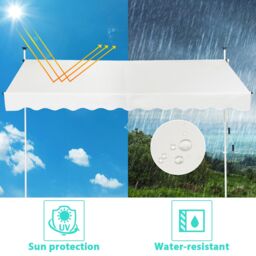 Costway Awning Sun Shade Retractable Canopy Sun Shelter 200 x 120cm in Beige - Size: 200 x 120 cm - thumbnail 8