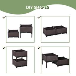Matteo Set of 2 Raised Garden Planter Boxes - Self-Watering Design - Brown - Size: 2kg - thumbnail 5