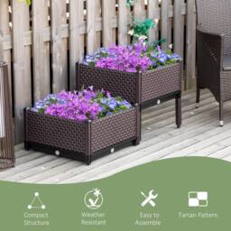 Matteo Set of 2 Raised Garden Planter Boxes - Self-Watering Design - Brown - Size: 2kg - thumbnail 6