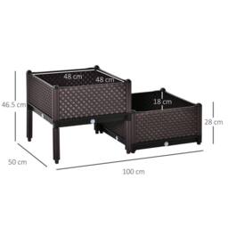 Matteo Set of 2 Raised Garden Planter Boxes - Self-Watering Design - Brown - Size: 2kg - thumbnail 3