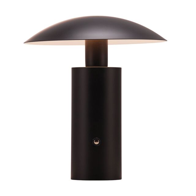 Happy Homewares Designer Flat Cone Mushroom Rechargeable & Dimmable Table Lamp in Matte Black - image 1