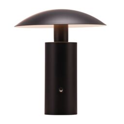 Happy Homewares Designer Flat Cone Mushroom Rechargeable & Dimmable Table Lamp in Matte Black - thumbnail 4
