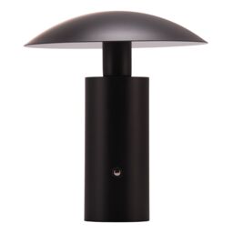 Happy Homewares Designer Flat Cone Mushroom Rechargeable & Dimmable Table Lamp in Matte Black - thumbnail 5
