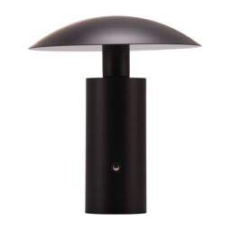 Happy Homewares Designer Flat Cone Mushroom Rechargeable & Dimmable Table Lamp in Matte Black - thumbnail 2