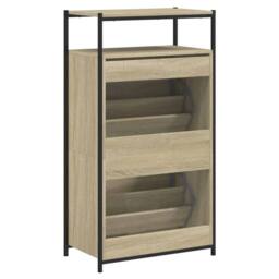 Berkfield Home Shoe Cabinet Sonoma Oak 60x34x112 cm Engineered Wood in Light Oak - Size: 60 x 34 x 112 cm - thumbnail 7