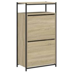 Berkfield Home Shoe Cabinet Sonoma Oak 60x34x112 cm Engineered Wood in Light Oak - Size: 60 x 34 x 112 cm - thumbnail 4