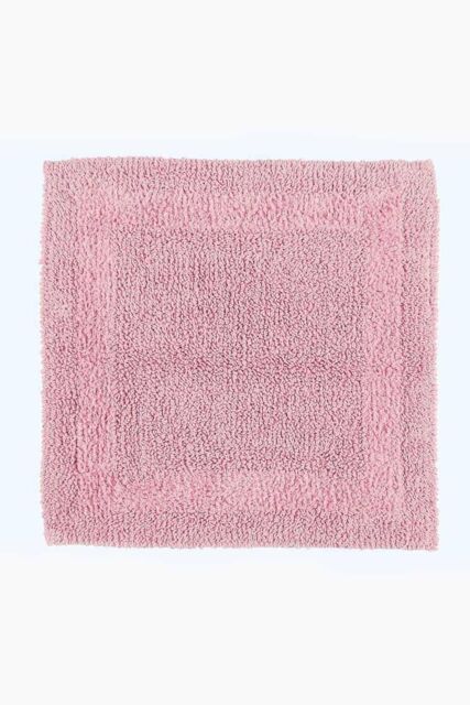 Homescapes Luxury Square Bath Mat 1600GSM 100% Cotton Reversible Shower Mat, 50cm in Baby Pink - image 1