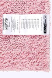 Homescapes Luxury Square Bath Mat 1600GSM 100% Cotton Reversible Shower Mat, 50cm in Baby Pink - thumbnail 3