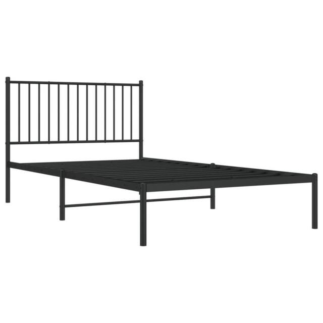 Berkfield Home Metal Bed Frame with Headboard Black 107x203 cm - image 1