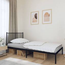 Berkfield Home Metal Bed Frame with Headboard Black 107x203 cm - thumbnail 2