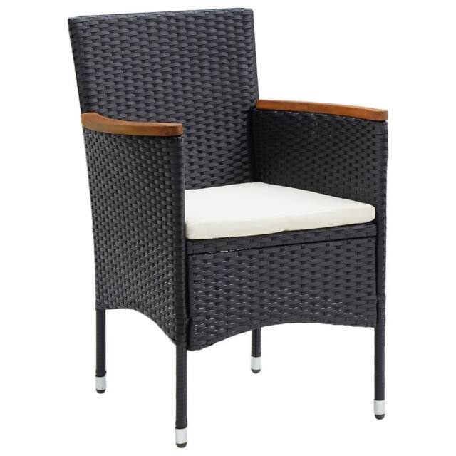 Berkfield Home Garden Dining Chairs 4 pcs Poly Rattan Black - image 1
