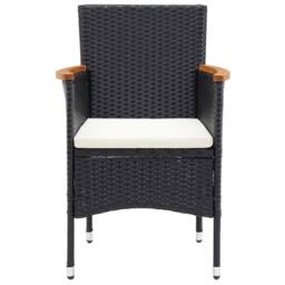 Berkfield Home Garden Dining Chairs 4 pcs Poly Rattan Black - thumbnail 3