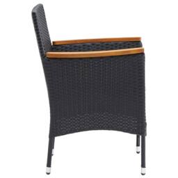 Berkfield Home Garden Dining Chairs 4 pcs Poly Rattan Black - thumbnail 5