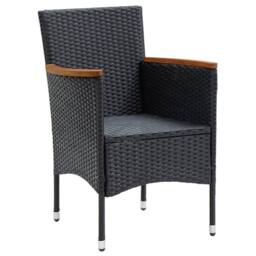 Berkfield Home Garden Dining Chairs 4 pcs Poly Rattan Black - thumbnail 4
