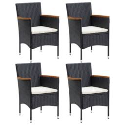 Berkfield Home Garden Dining Chairs 4 pcs Poly Rattan Black - thumbnail 2