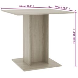 Berkfield Home Dining Table Sonoma Oak 80x80x75 cm Engineered Wood in Brown - Size: 80 x 80 x 75 cm - thumbnail 6