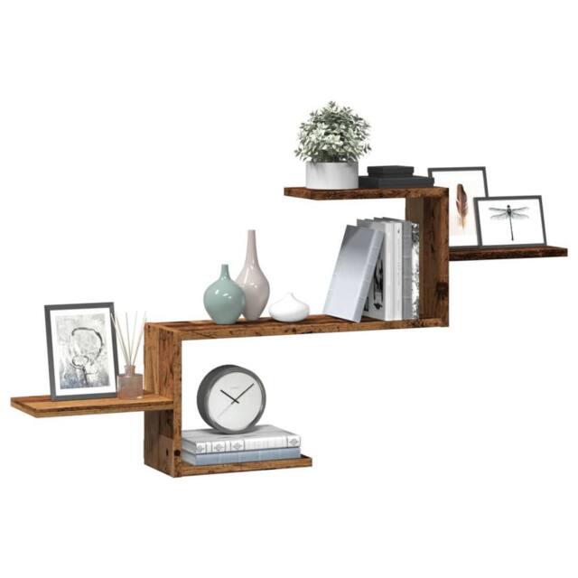 Berkfield Home Durable Wall Shelf Old Wood 104x15x49 cm Engineered Wood in Brown - Size: 104 x 15 x 49 cm - image 1