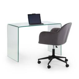 Cheshire Montrose Desk with Ardmore Velvet Swivel Office Chair - Grey & Black