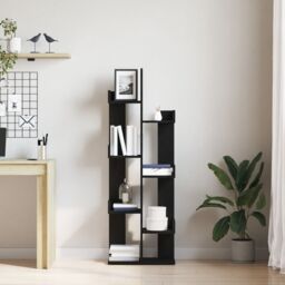 Berkfield Home Black Oak Bookshelf - 48x25.5x140 cm, Made from Engineered Wood - Size: 48x25.5x140 cm - thumbnail 4