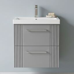 Balterley Wall Hung 2 Drawers Vanity Unit - Mid-Edge Basin 500mm, Satin Grey - thumbnail 8