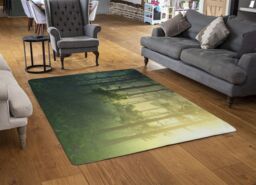 Benjamin Tate Design Sun, Trees In A Haze Of Light, Glowing Fog Among The Trees Designer Rug in Natural - Size: Large - thumbnail 2