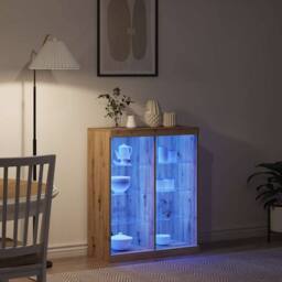 Berkfield Home Sideboard with LED Lights Artisan Oak 41x37x100 cm in Brown - Size: 41 x 37 x 100 cm - thumbnail 5