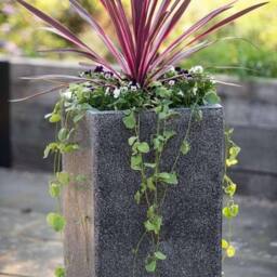Primrose Poly Terrazzo Stone White Tall Cube Outdoor Planter 120 Litre 79cm - thumbnail 2