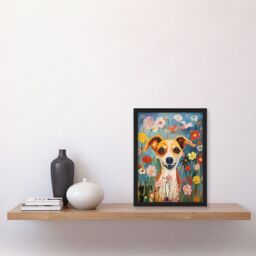Artery8 Wall Art Print Chihuahua in the Wildflowers Artwork Colourful Meadow Dog Portrait Artwork Framed A4 in Black - thumbnail 2