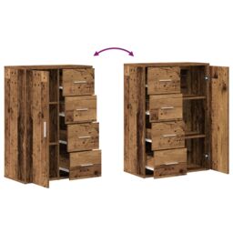Berkfield Home Sideboard Old Wood 60x31x84 cm Engineered Wood in Brown - Size: 60 x 31 x 84 cm - thumbnail 6