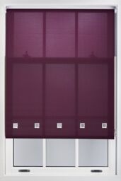 Furnished Daylight Roller Blind with Chrome Square Eyelets - Trimmable Window Shade in Aubergine - Size: 100 cm width x 210 cm drop - thumbnail 1