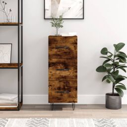 Berkfield Home Sideboard Smoked Oak 34.5x34x90 cm Engineered Wood in Brown - thumbnail 1
