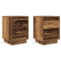Berkfield Home Bedside Cabinets with LED Lights¬†2 pcs Old Wood 38x34x50 cm - Size: 38 x 34 x 50 cm - thumbnail 3