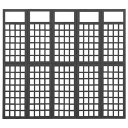 Berkfield Home 5-Panel Room Divider/Trellis Solid Fir Wood Black 201.5x180 cm - thumbnail 3