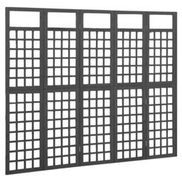 Berkfield Home 5-Panel Room Divider/Trellis Solid Fir Wood Black 201.5x180 cm - thumbnail 2