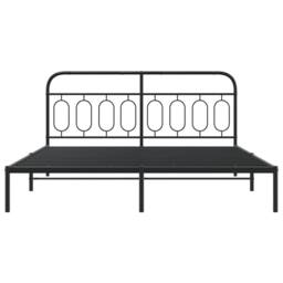 Berkfield Home Metal Bed Frame without Mattress with Headboard Black 183x213cm - Size: 183x213 cm - thumbnail 4
