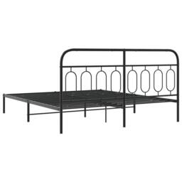 Berkfield Home Metal Bed Frame without Mattress with Headboard Black 183x213cm - Size: 183x213 cm - thumbnail 6