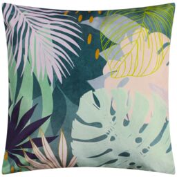 Furn Leafy Palm Sqaure Water & UV Resistant Outdoor Cushion in Teal - thumbnail 2
